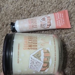 Bath & Body Works sugared snickerdoodle candle and handcream
